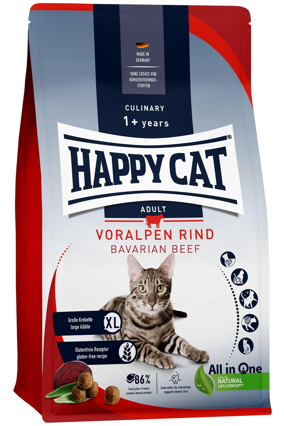Happy Cat Culinary Adult Voralpen Rind Trockenfutter 4 kg glutenfrei