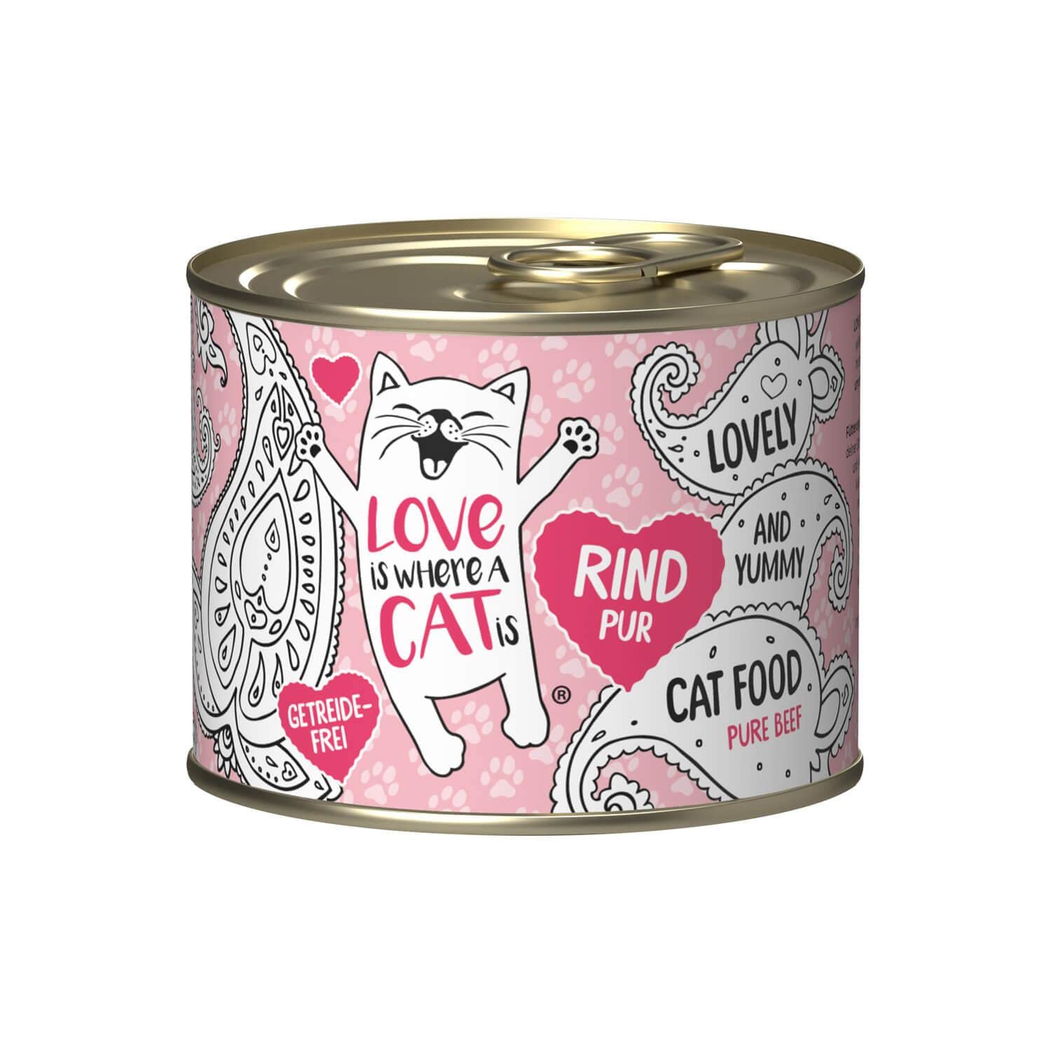 Love is where a cat is Nassfutter Rind 6x200 g getreidefrei