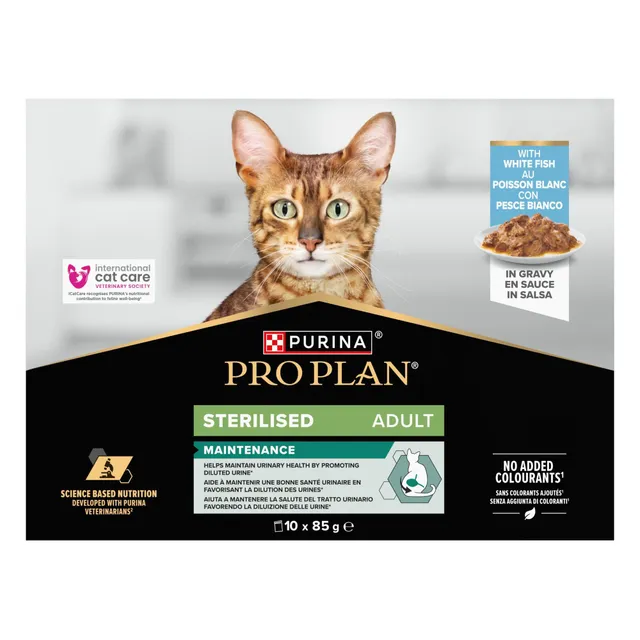 Purina Pro Plan Sterilised Adult Nassfutter Weißfisch 10x85g Harngesundheit
