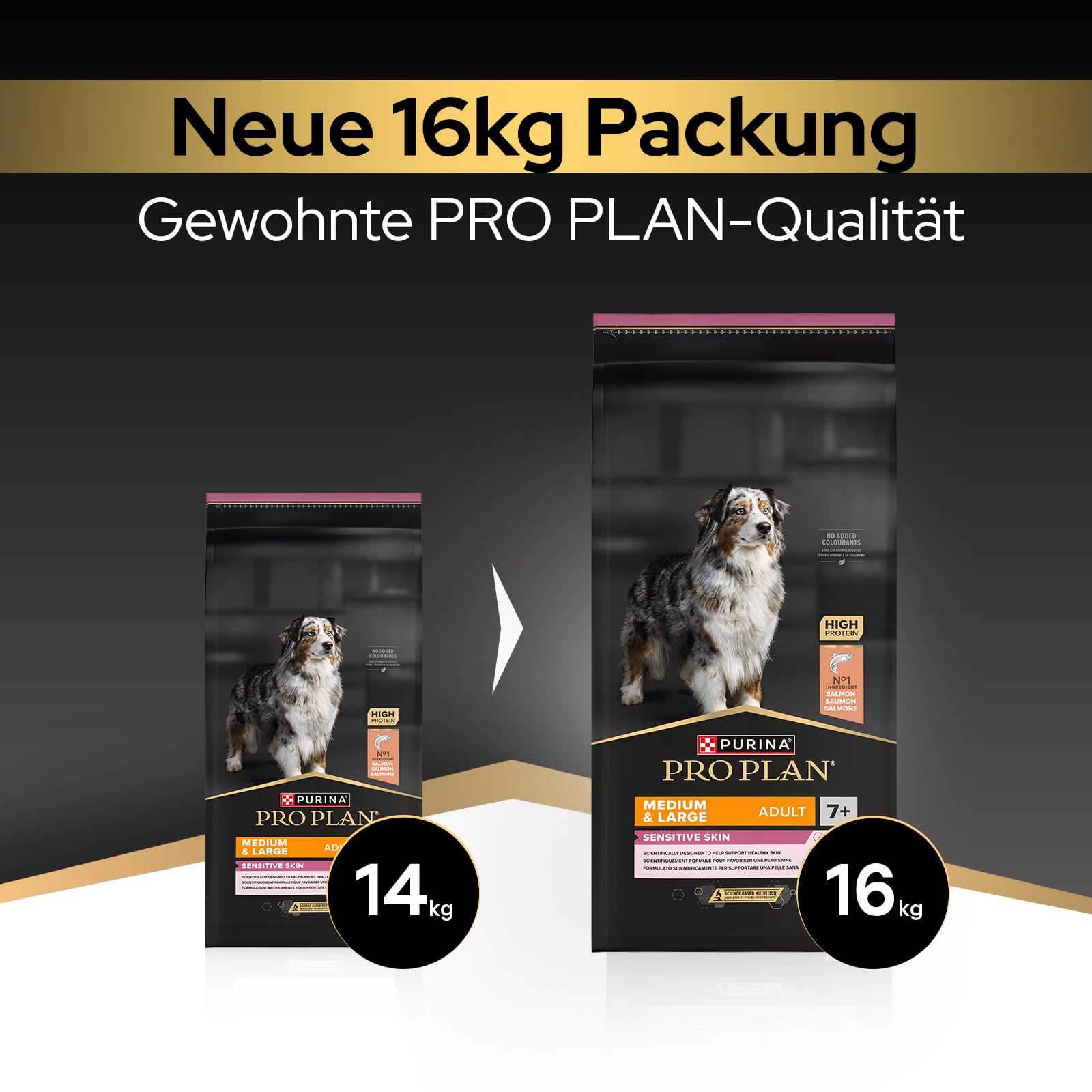 PRO PLAN Medium Large Adult 7+ Trockenfutter Lachs 16kg