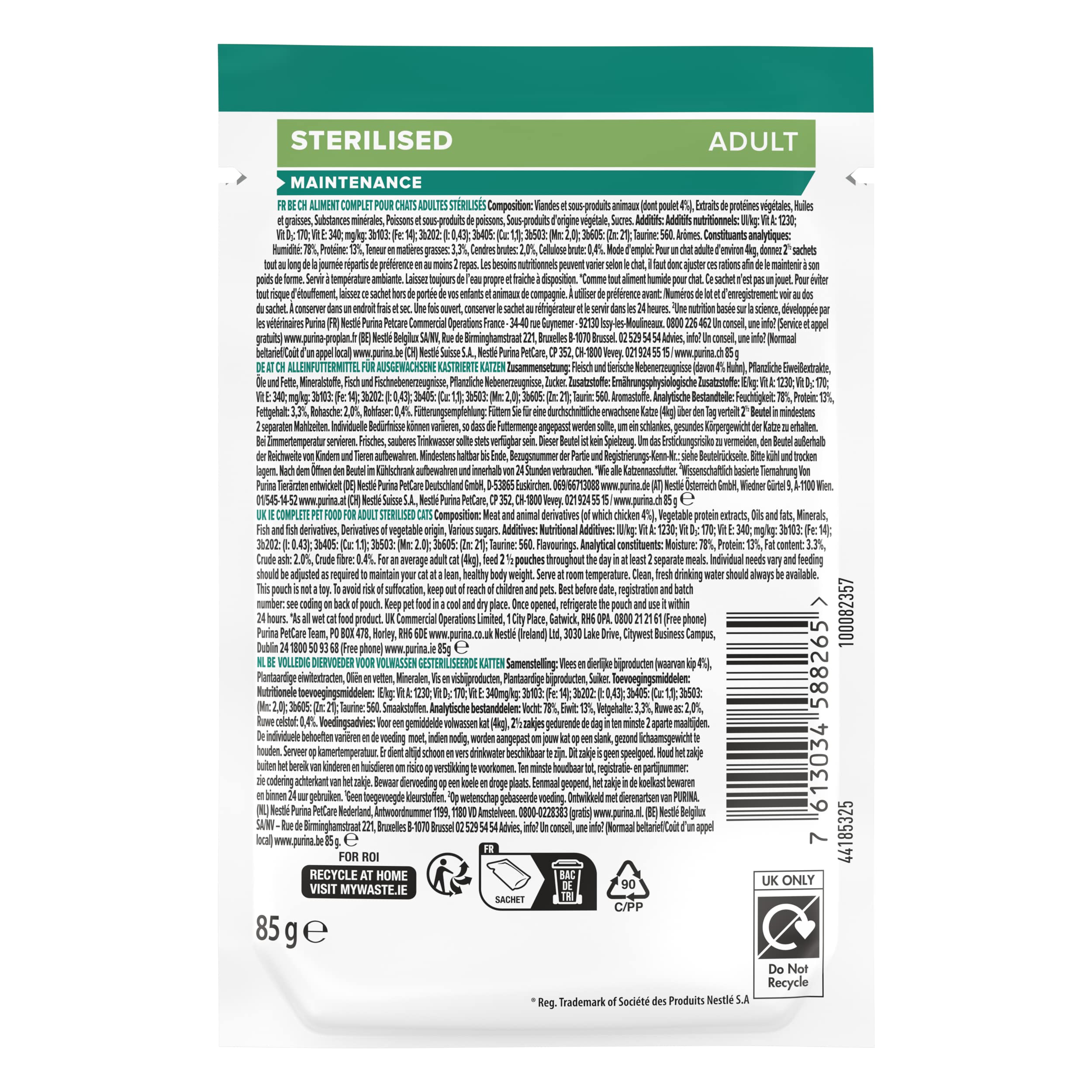 Purina Pro Plan Sterilised Nutrisavour Nassfutter Huhn 24x85g kastriert