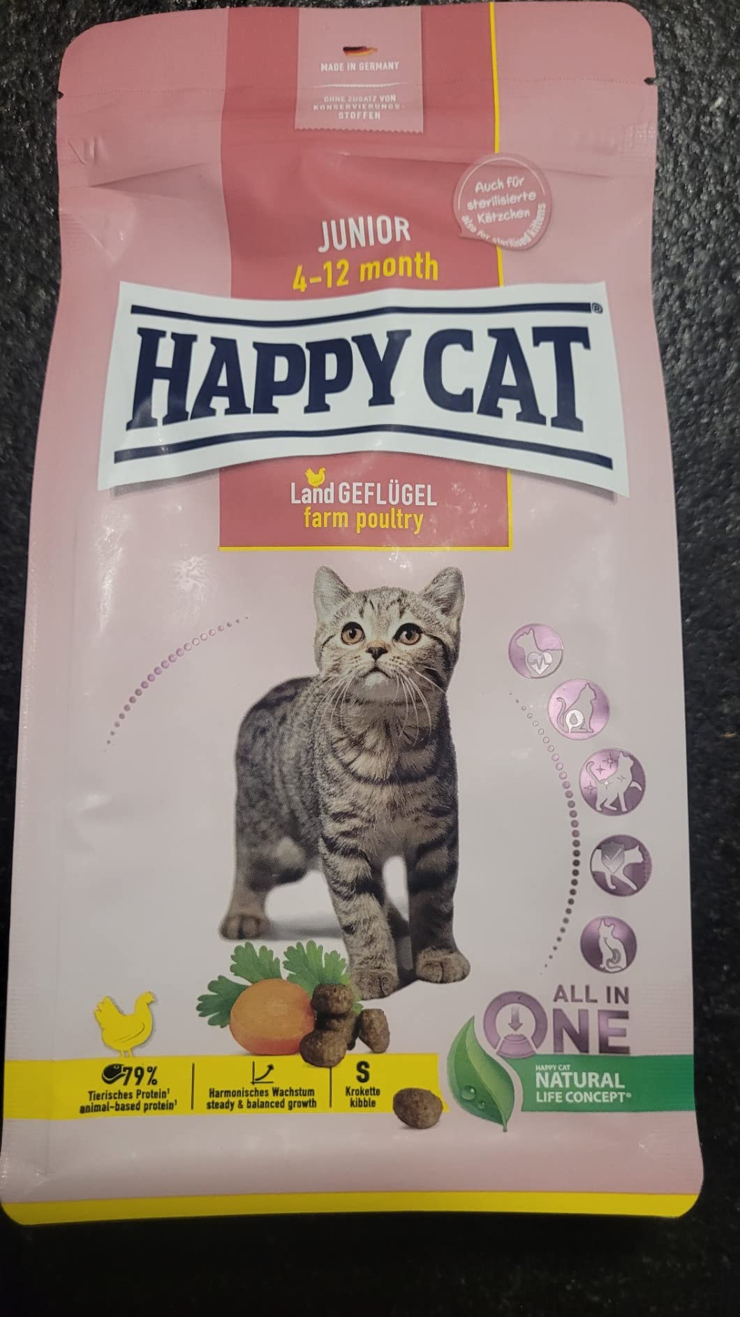 Happy Cat Young Junior Geflügel Trockenfutter 300g für Kitten