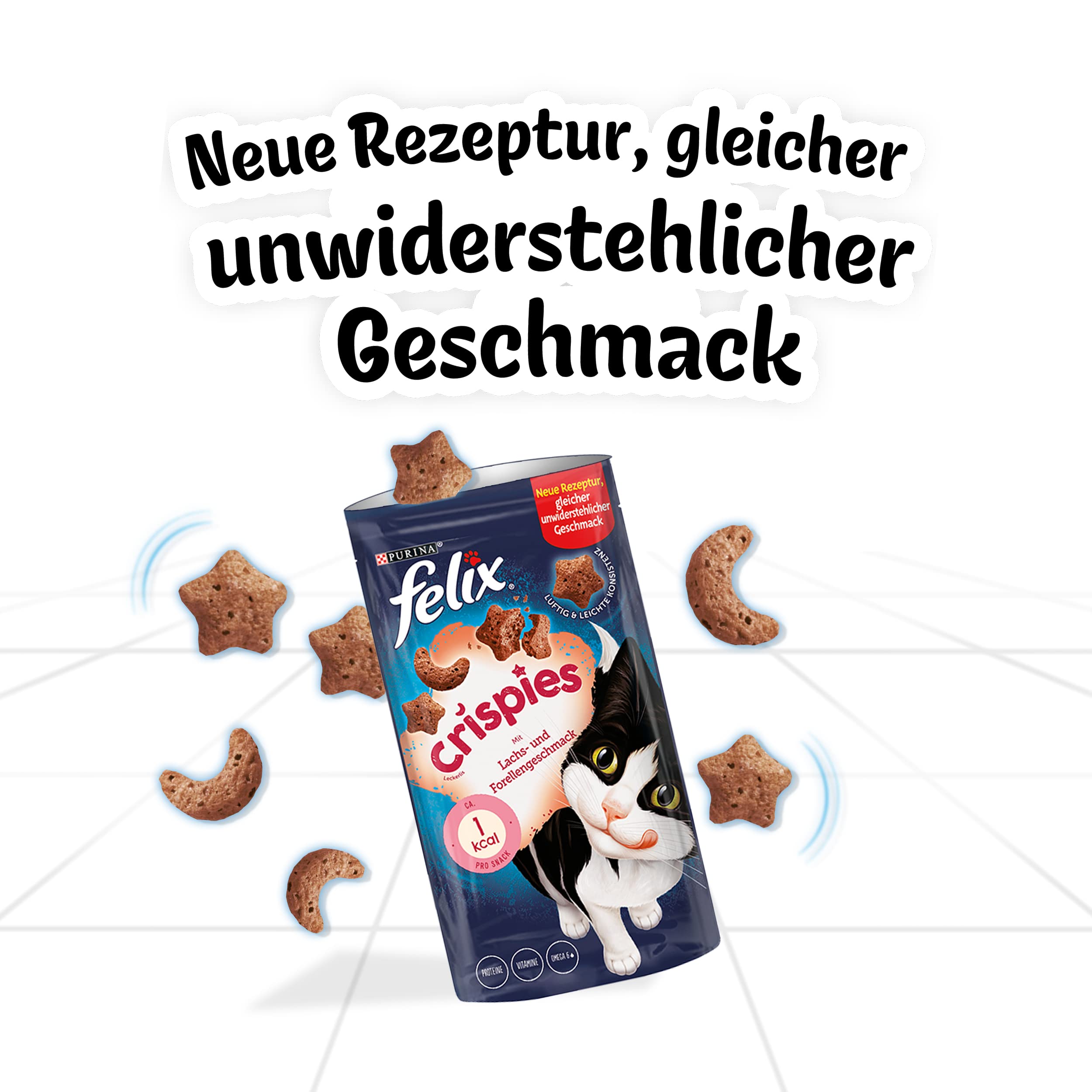 FELIX Crispies Lachs-Forelle Katzensnack 8x45g knusprig