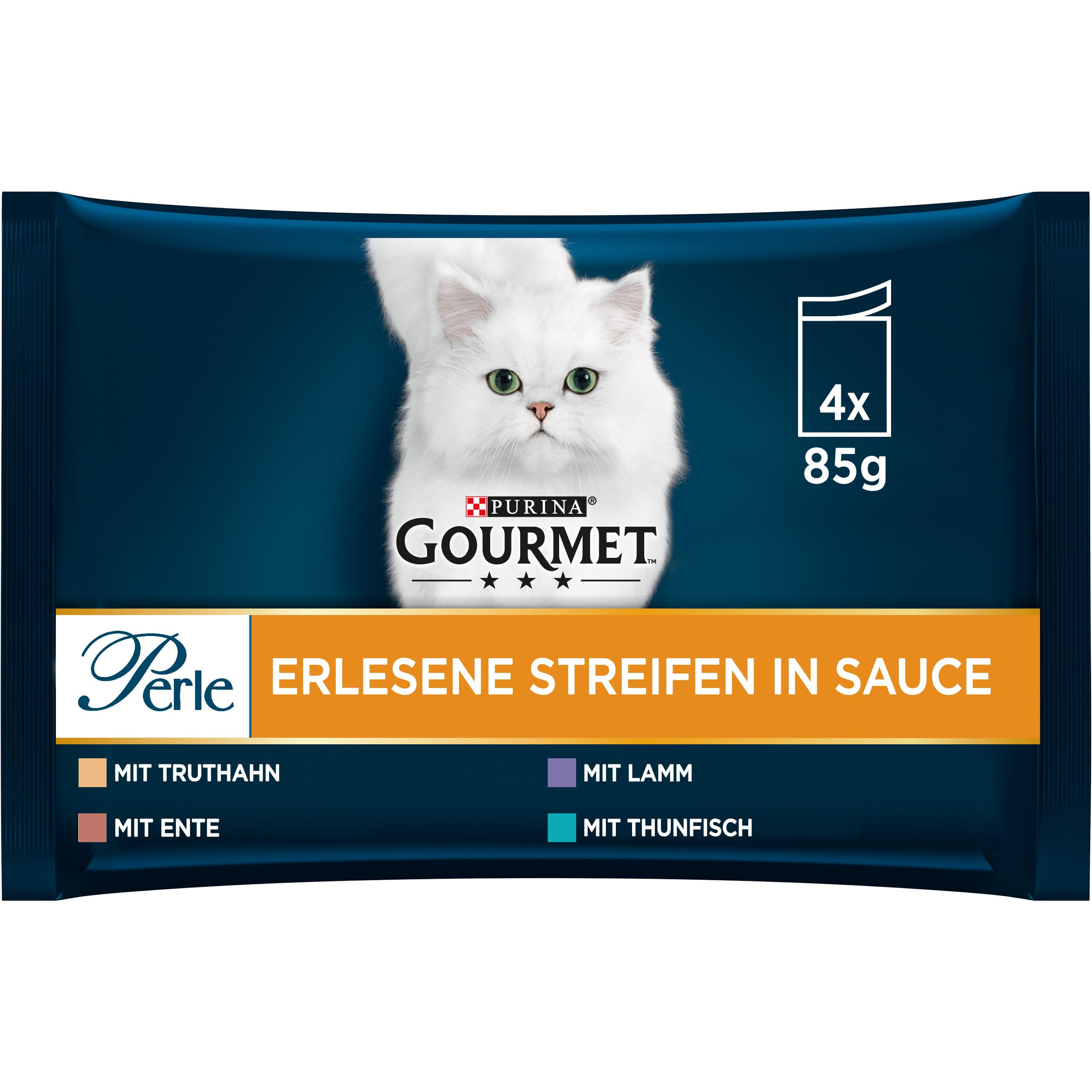 GOURMET Perle Erlesene Streifen Nassfutter Lachs 48x85g Sauce