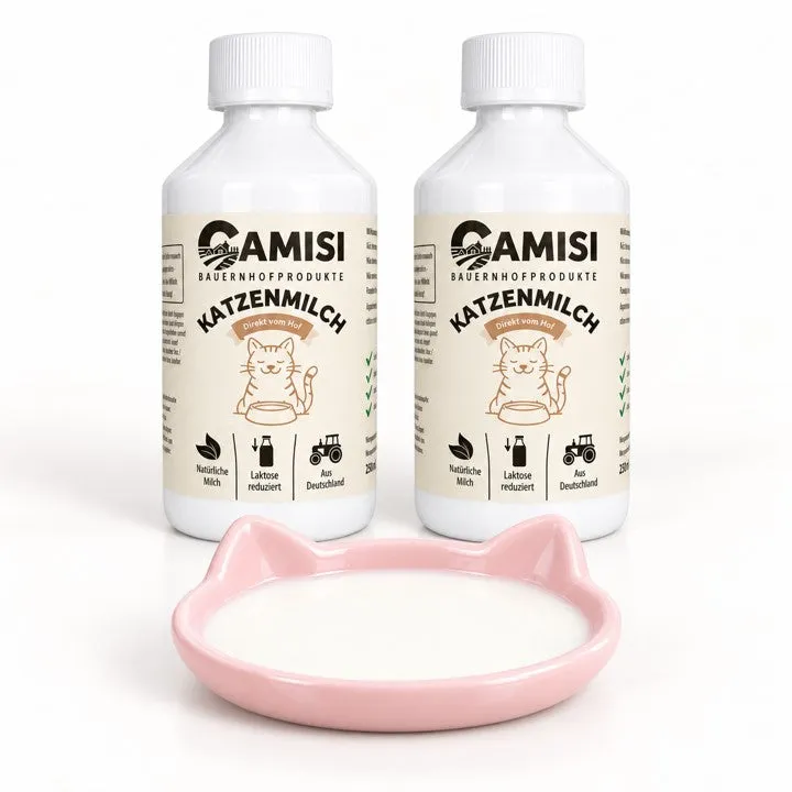 CAMISI Katzenmilch Set laktosereduziert mit Schale Bauernhof