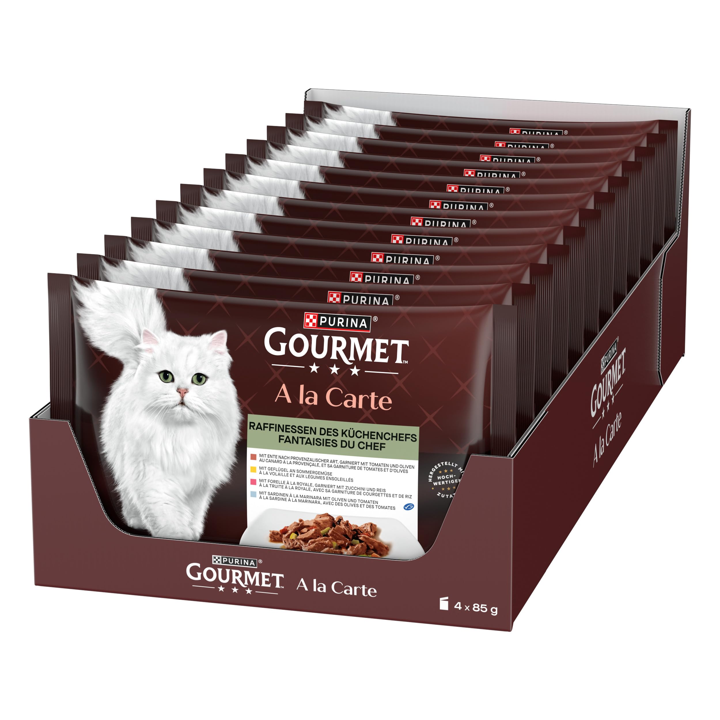 GOURMET Perle Duetto Nassfutter Mix Forelle 48x85g Sauce