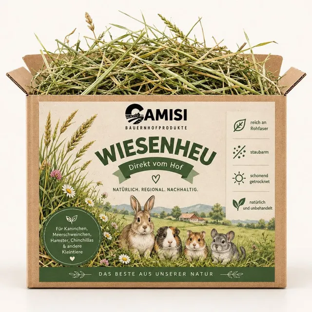CAMISI Kleintierfutter Heu aus Ostfriesland Wiesenheu 4 kg staubarm