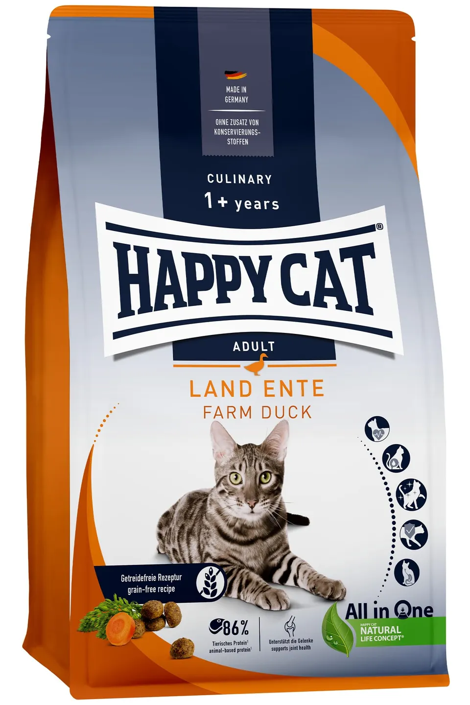 Happy Cat Culinary Adult Land Ente Trockenfutter 4kg getreidefrei