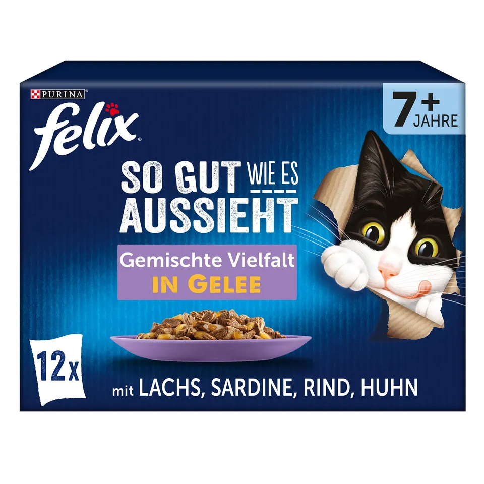FELIX So gut wie es aussieht Senior Nassfutter Gelee Mix 72x85g
