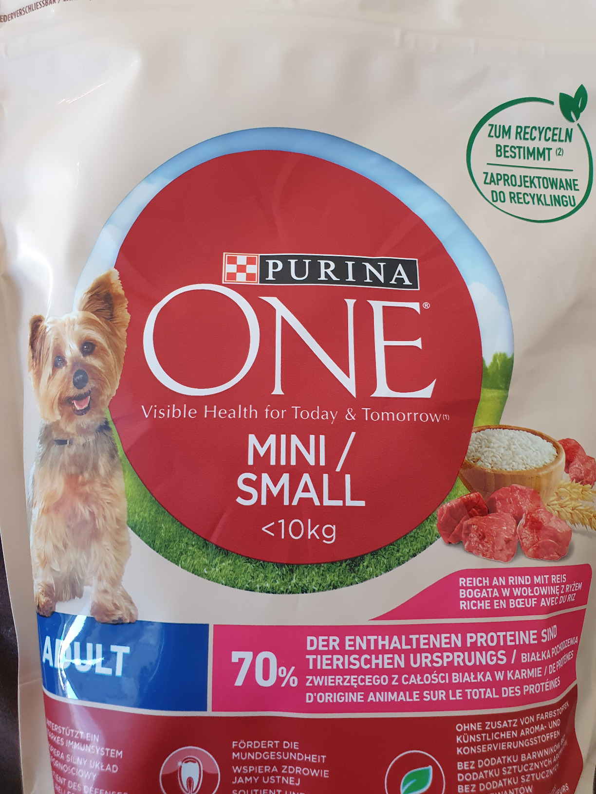 Purina One Mini Small Adult Trockenfutter Rind 8x800 g