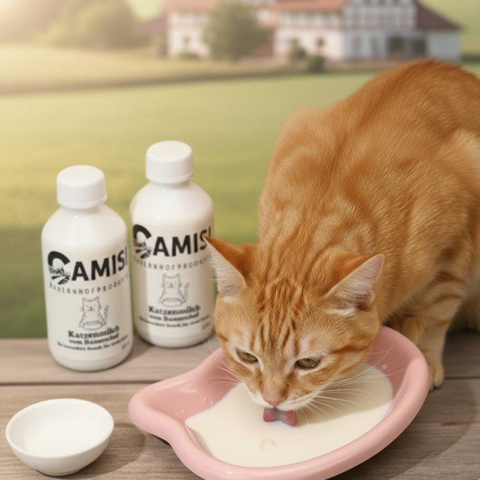 CAMISI Katzenmilch Set laktosereduziert mit Schale Bauernhof