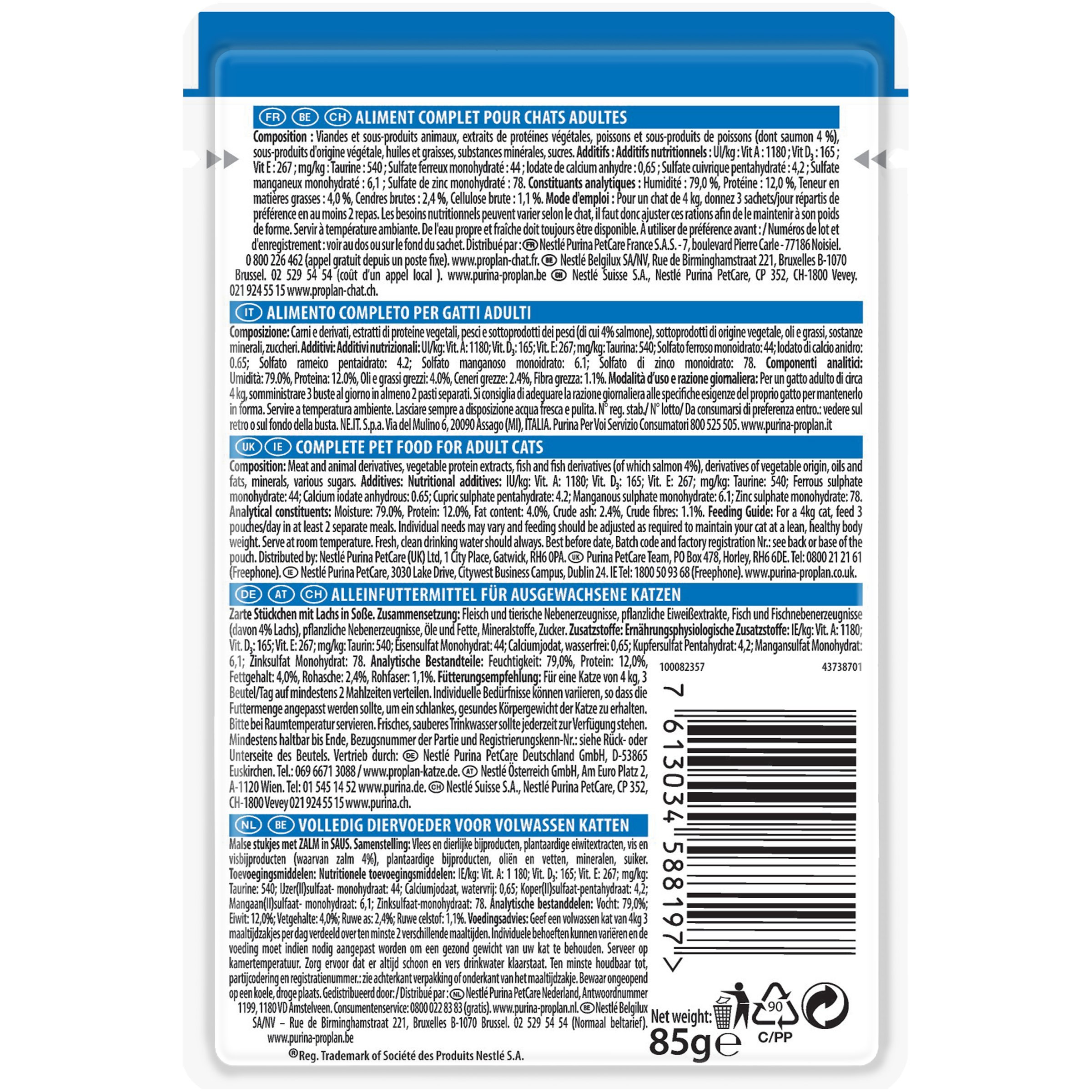 Purina Pro Plan Housecat Nutrisavour Nassfutter Lachs 24x85g Sauce
