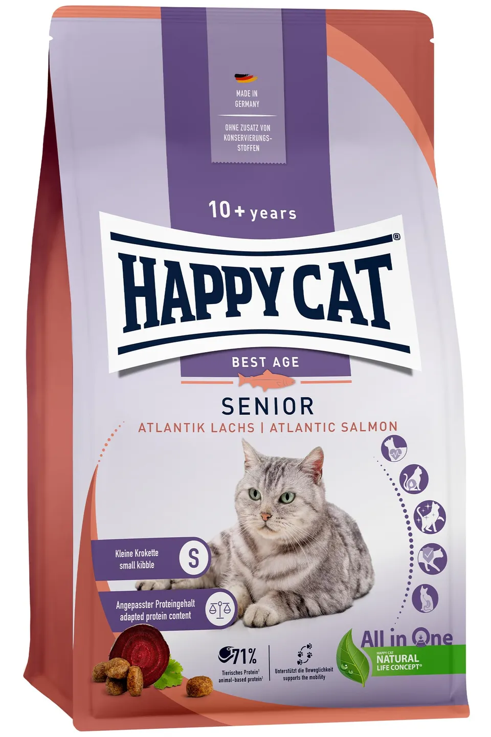 Happy Cat Senior Atlantik Lachs Trockenfutter 4kg Senior ab 8