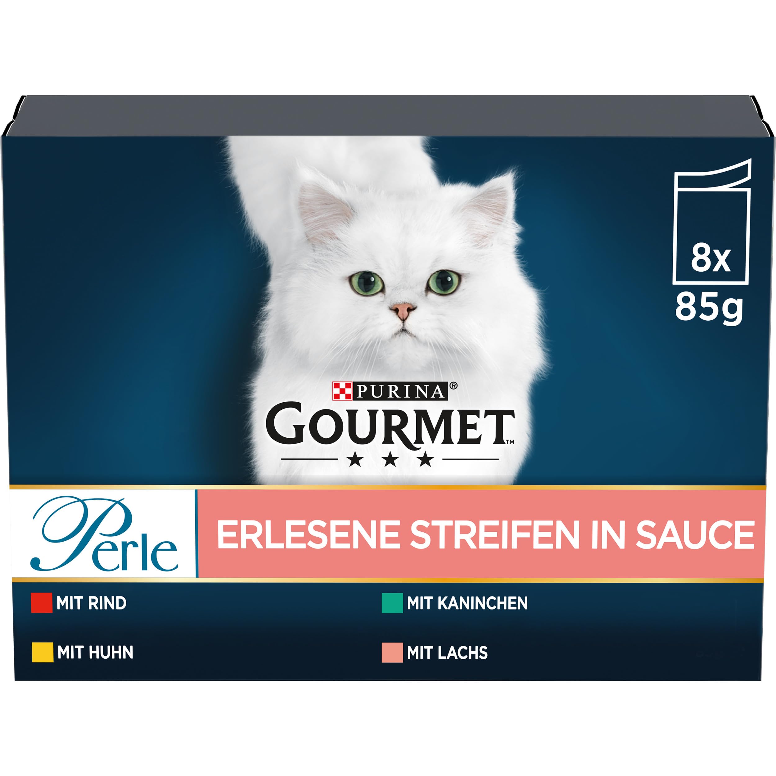 GOURMET Perle Erlesene Streifen Nassfutter Lachs 48x85g Sauce