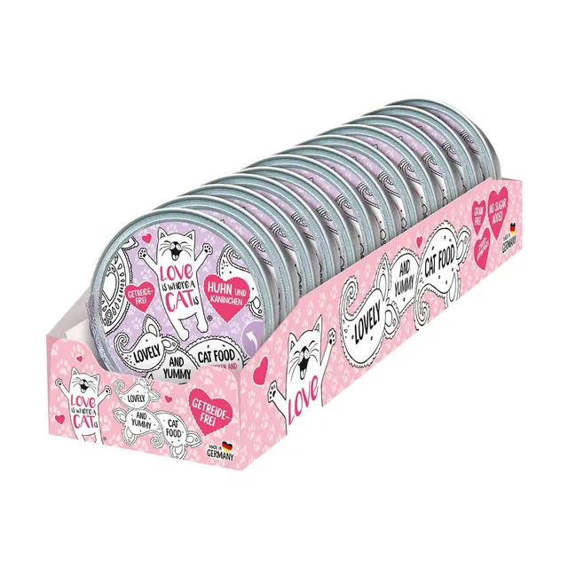 Love is where a cat is Nassfutter Huhn Kaninchen 12x85 g