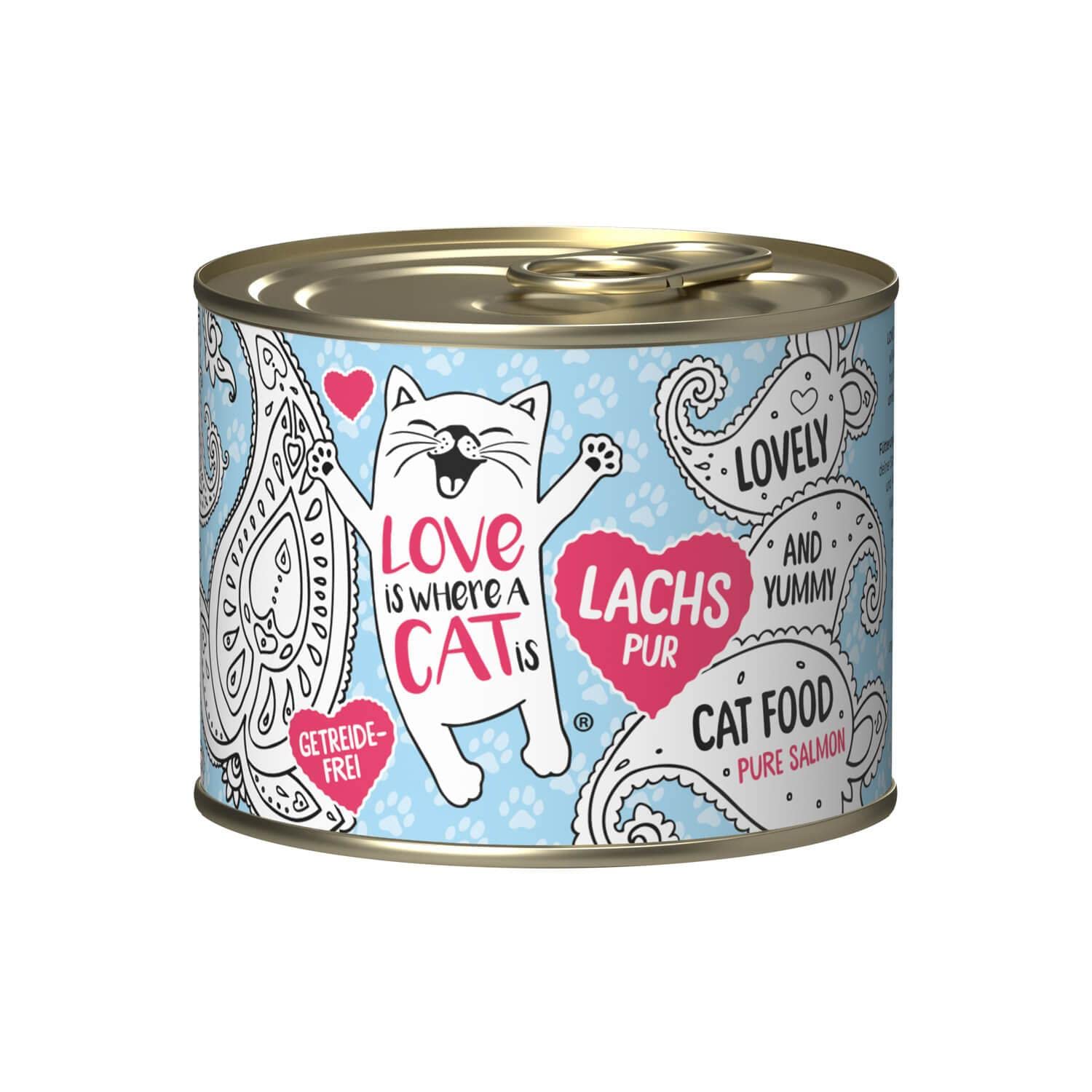 Love is where a cat is Dosen Lachs Nassfutter 6x190g getreidefrei