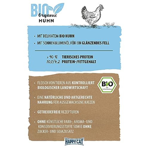 Happy Cat Bio Organic Nassfutter Huhn 85g getreidefrei