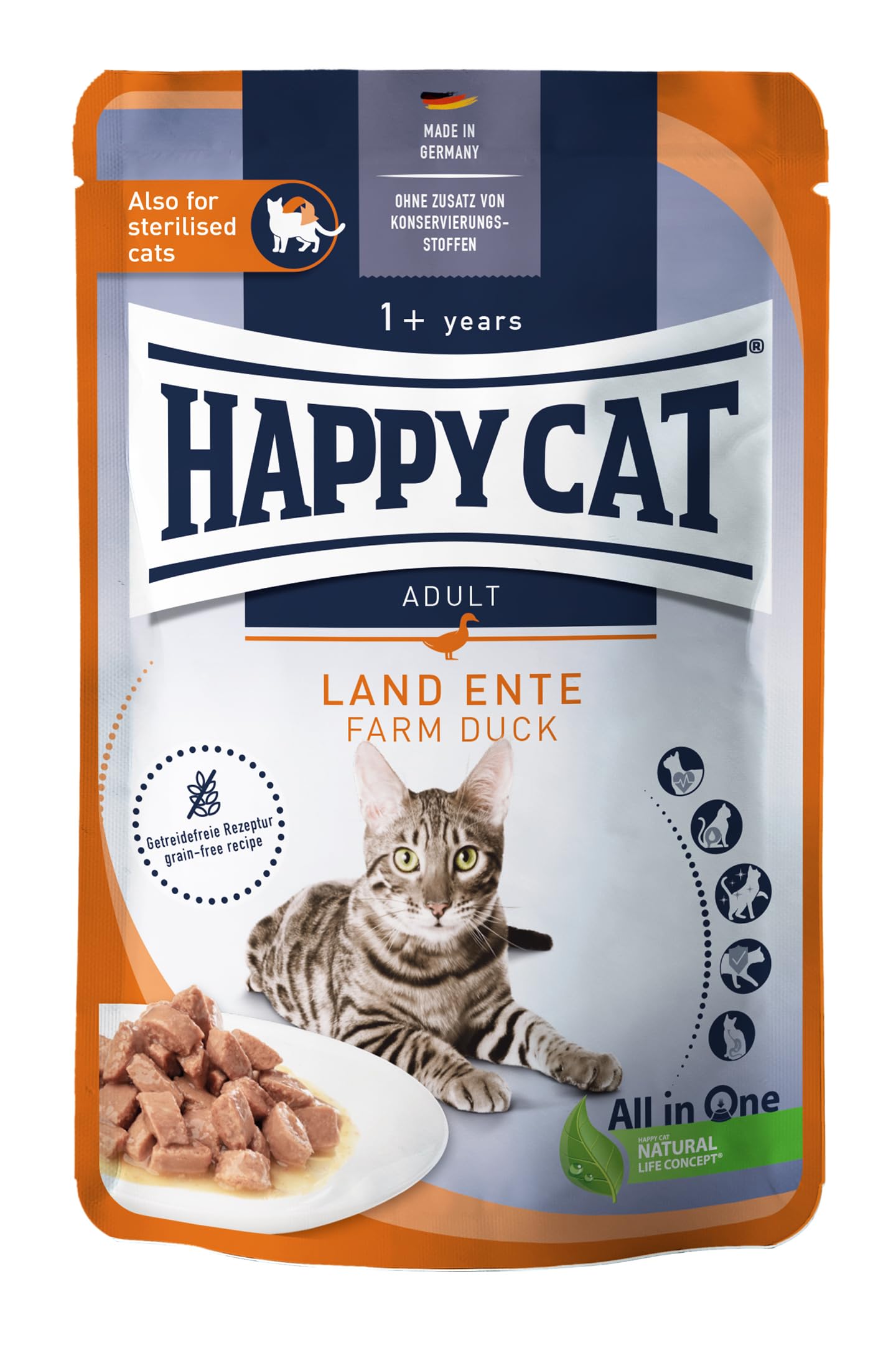 Happy Cat Meat in Sauce Ente Nassfutter 85 g getreidefrei