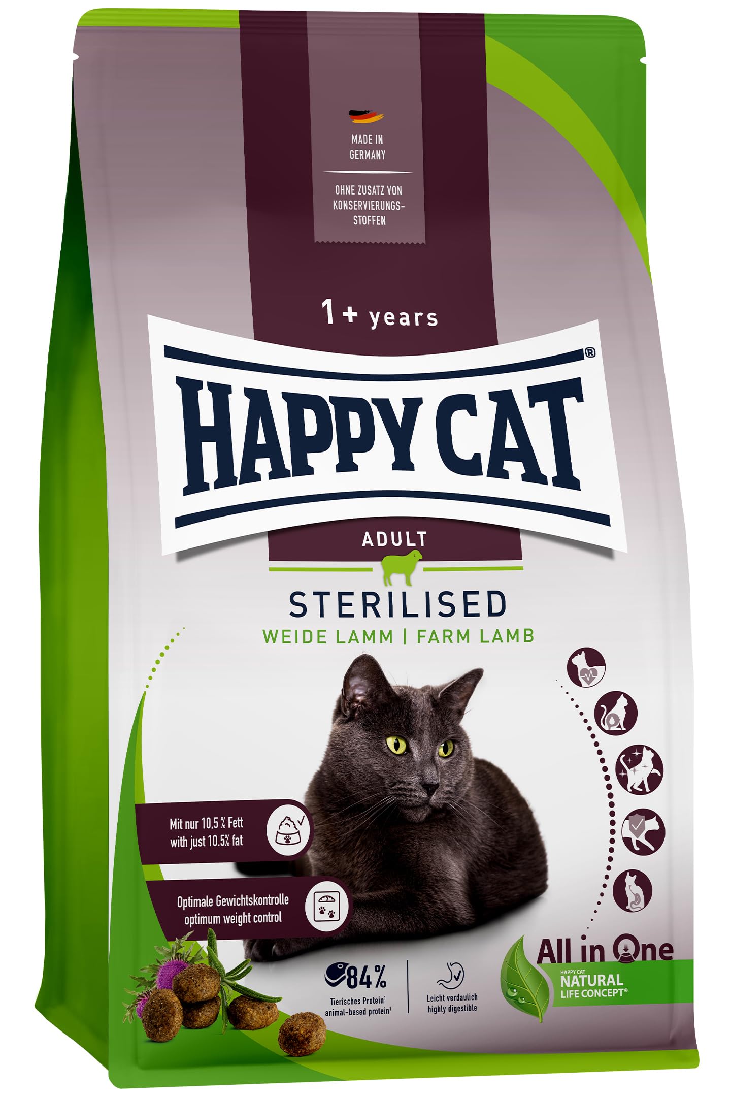 Happy Cat Sterilised Weide-Lamm Trockenfutter 4 kg