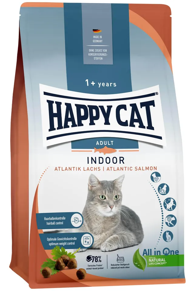 Happy Cat Indoor Adult Atlantik-Lachs Trockenfutter 4kg