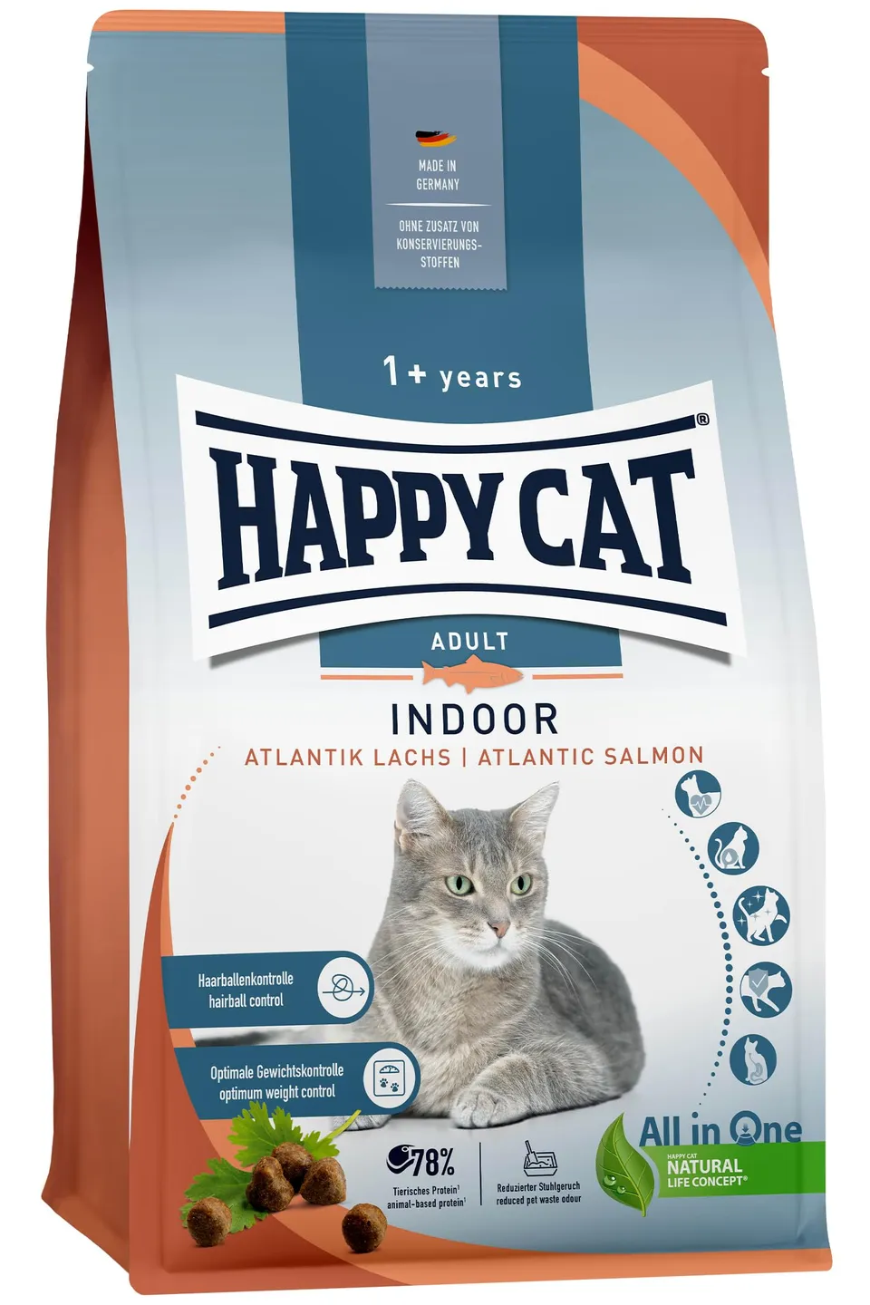 Happy Cat Indoor Adult Atlantik-Lachs Trockenfutter 4kg