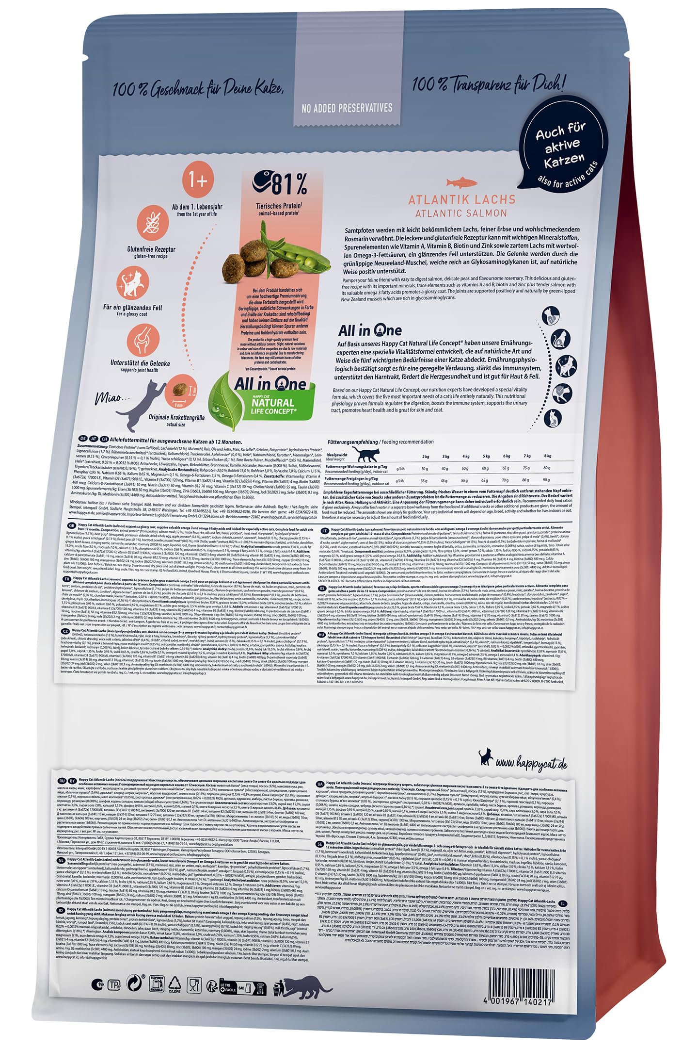 Happy Cat Culinary Adult Atlantik-Lachs Trockenfutter 4 kg