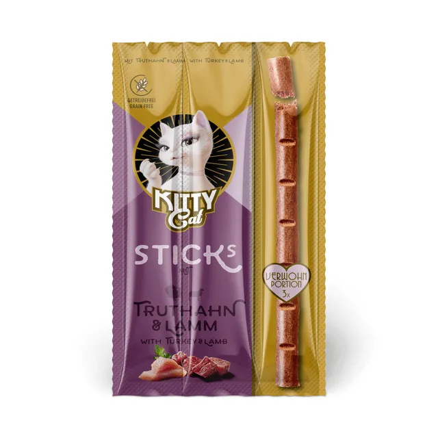 KITTY Cat Snacks Sticks Truthahn Lamm 15g getreidefrei
