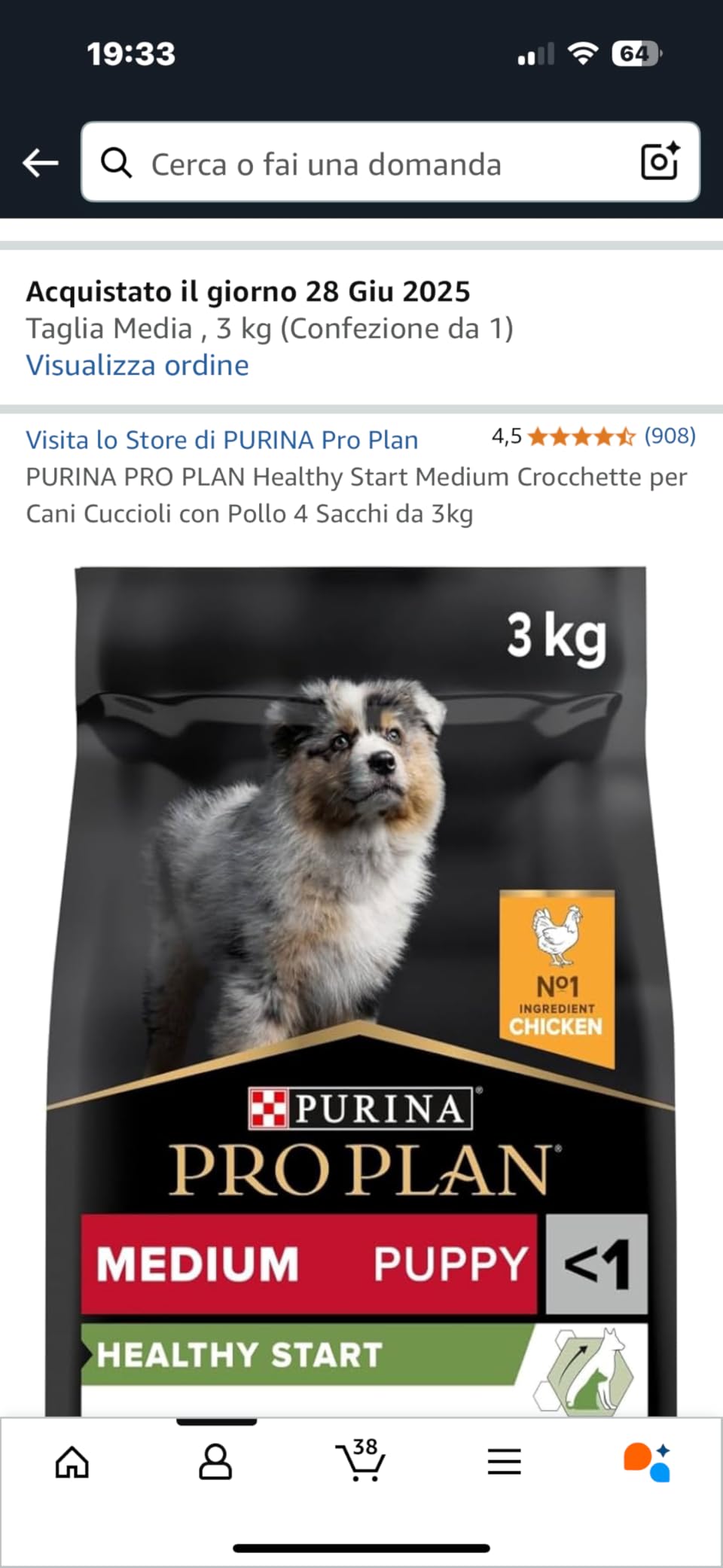 Purina Pro Plan Medium Puppy Trockenfutter Huhn 3kg Gelenke