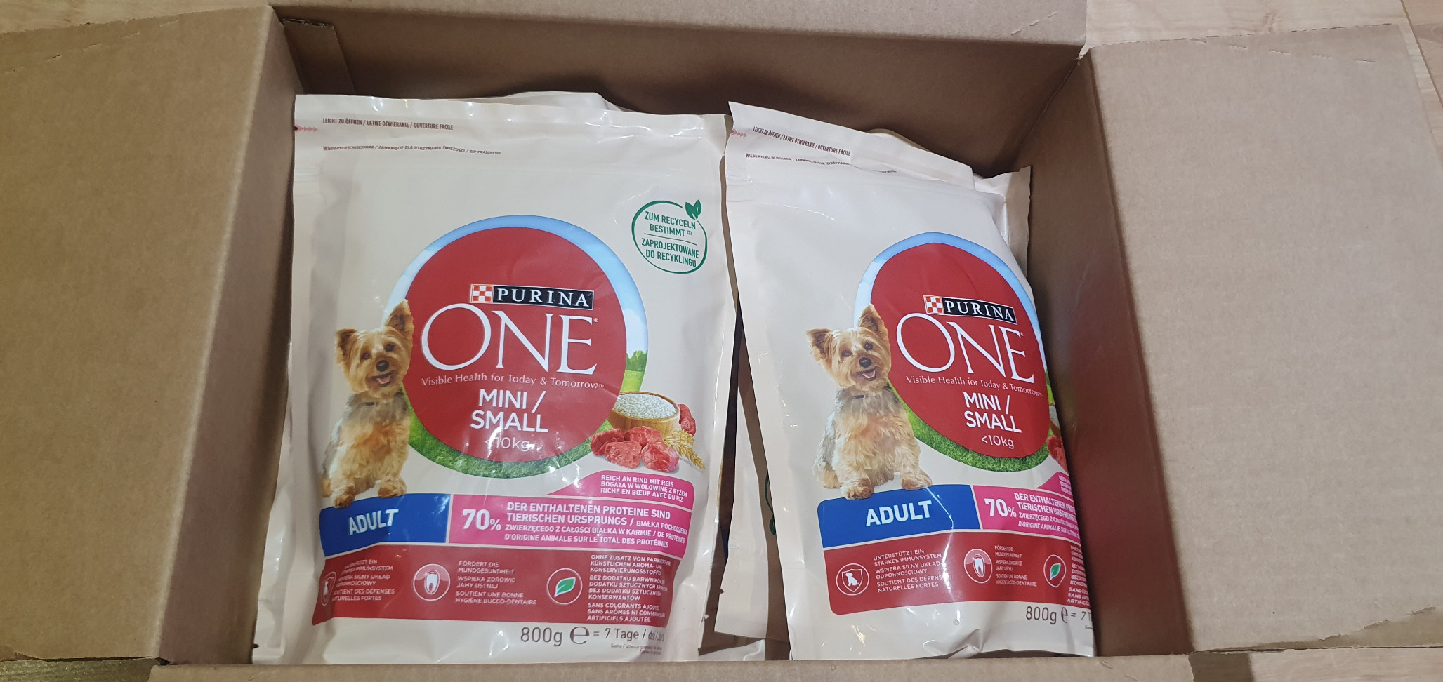 Purina One Mini Small Adult Trockenfutter Rind 8x800 g