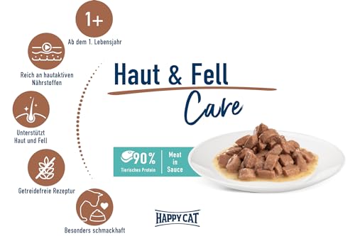 Happy Cat Meat in Sauce Haut & Fell Nassfutter 85 g Geflügel