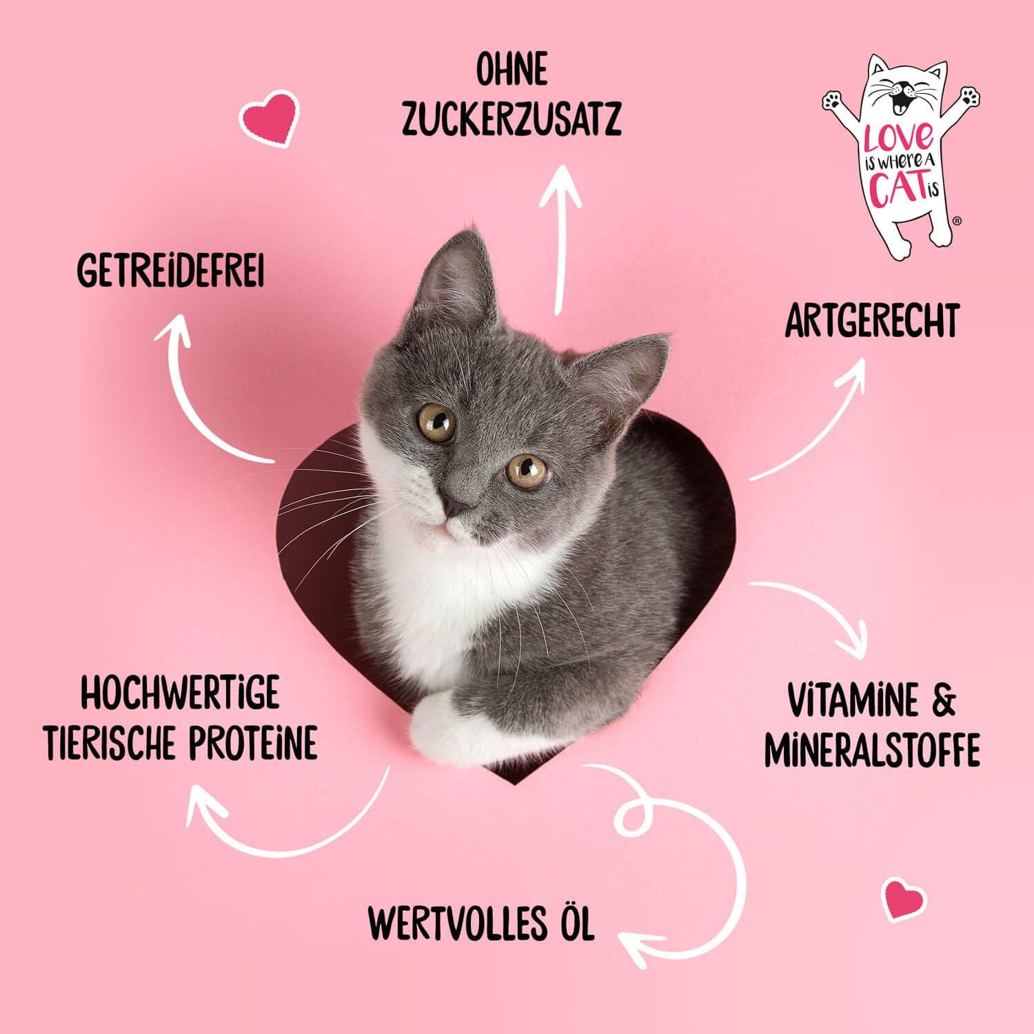 Love is where a cat is Dosen Huhn Kaninchen Nassfutter 6x200g