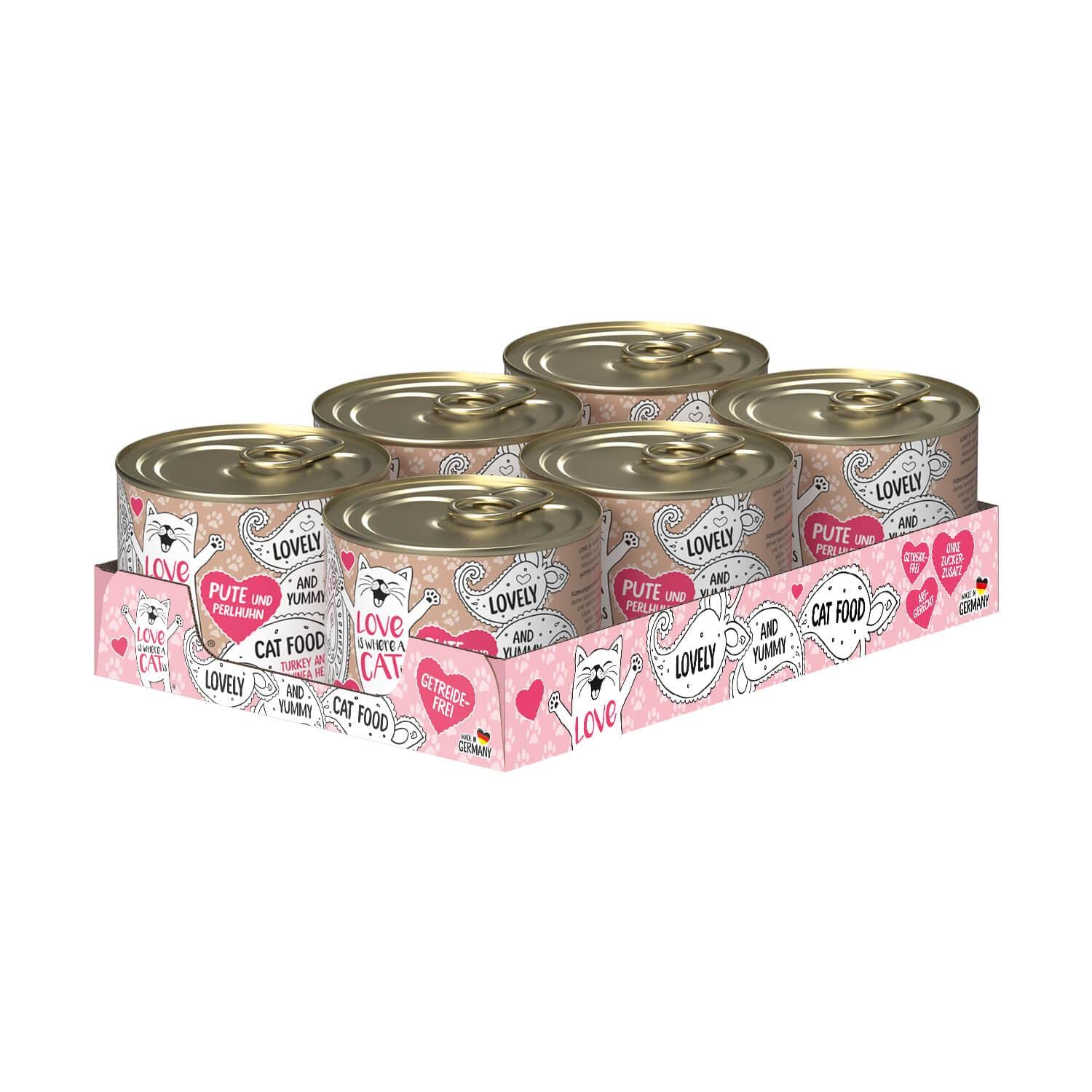 Love is where a cat is Dosen Pute Nassfutter 6x200g getreidefrei