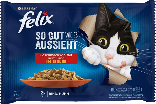 Felix So gut wie es aussieht Nassfutter Huhn Rind 48x85g