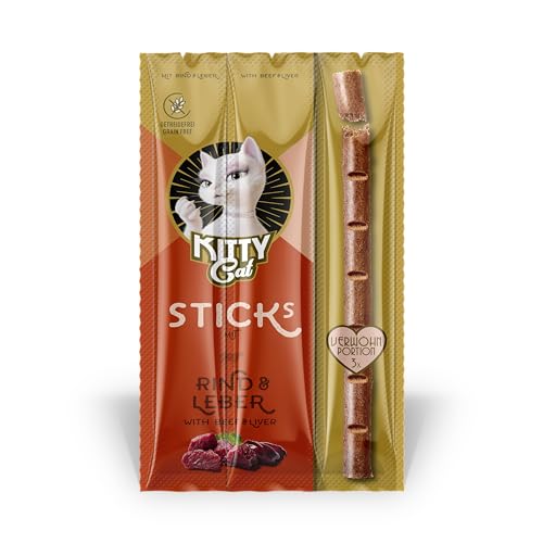 KITTY Cat Snacks Rind Leber Sticks Leckerlis 24x15g getreidefrei