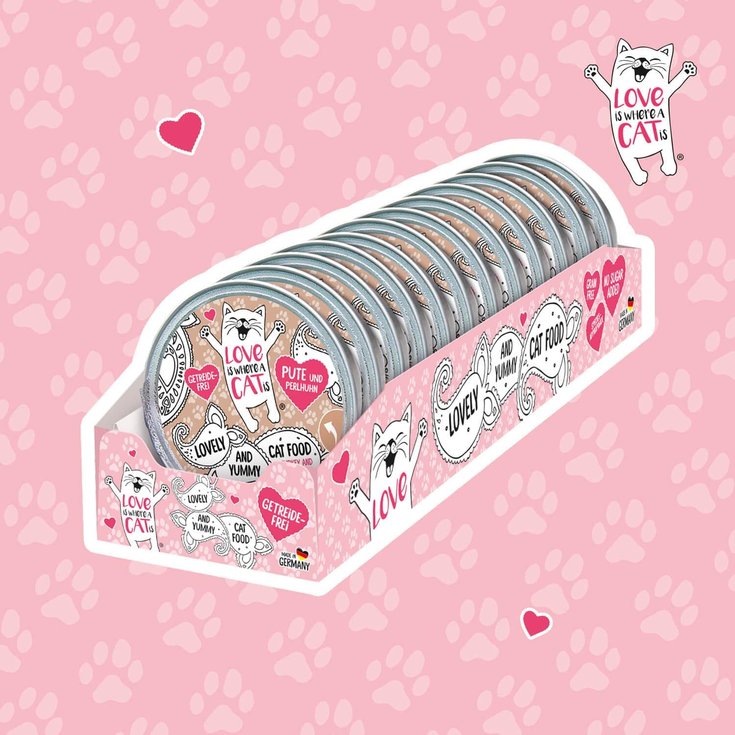 Love is where a cat is Nassfutter Pute Perlhuhn 12x85 g