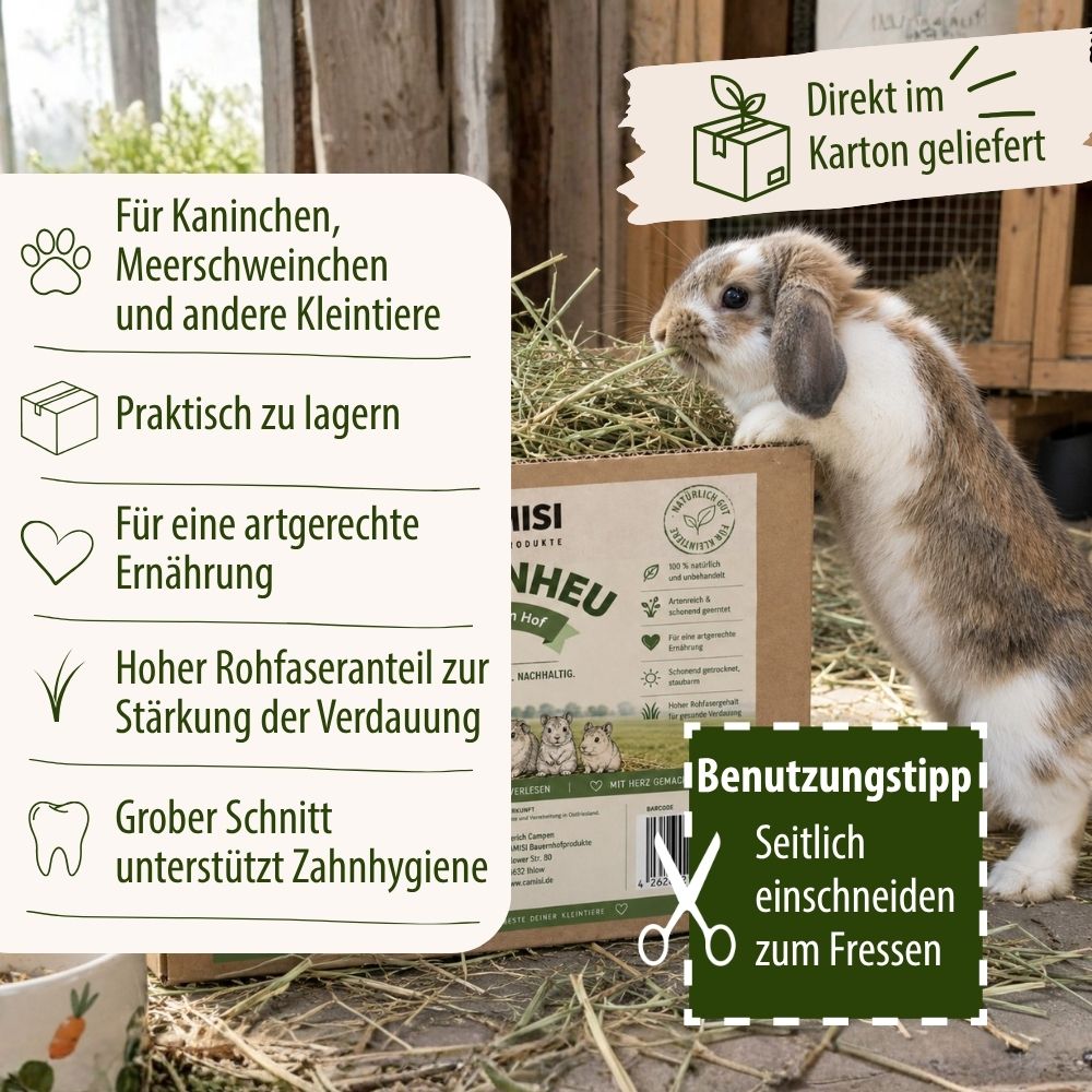 CAMISI Kleintierfutter Heu aus Ostfriesland Wiesenheu 4 kg staubarm
