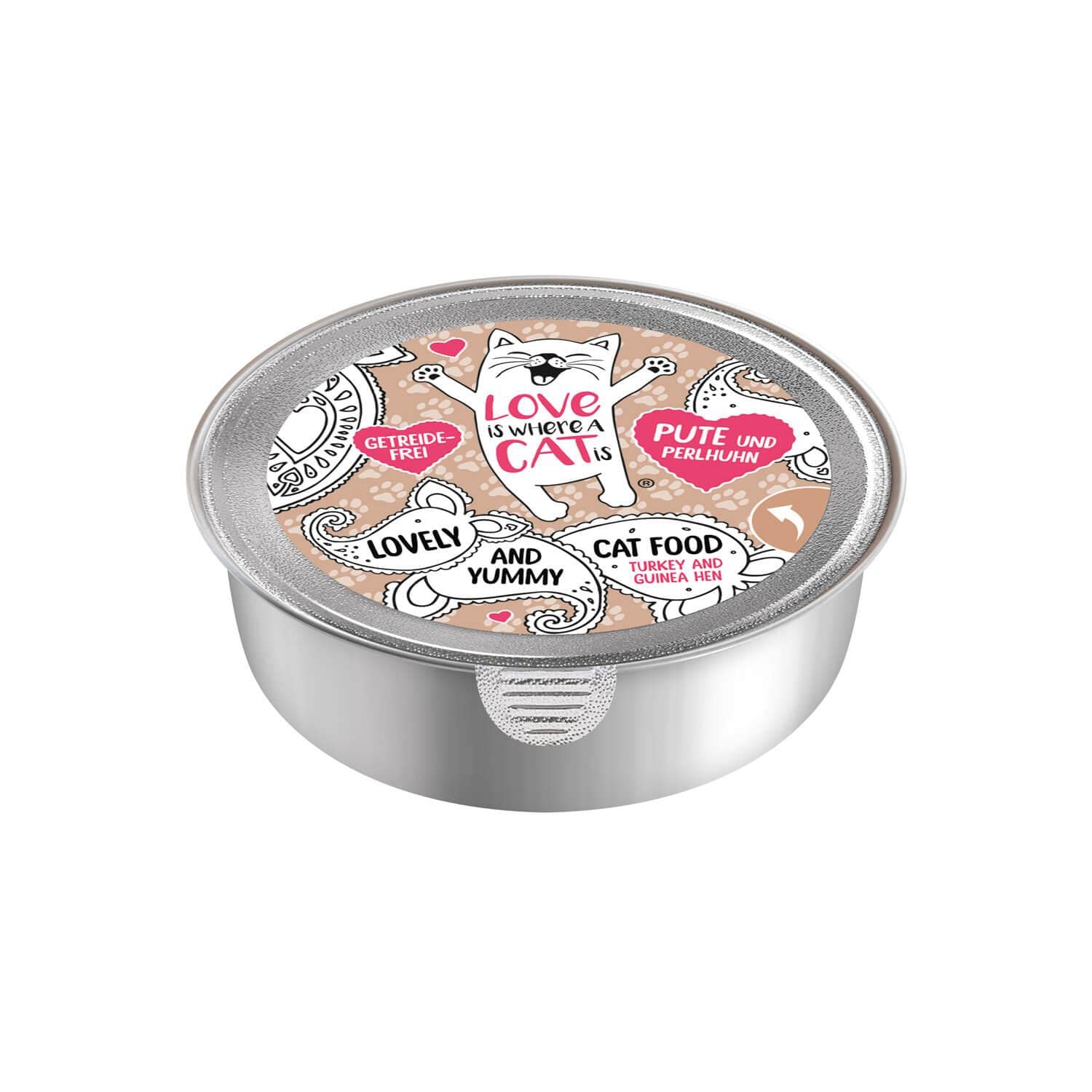 Love is where a cat is Nassfutter Pute Perlhuhn 12x85 g