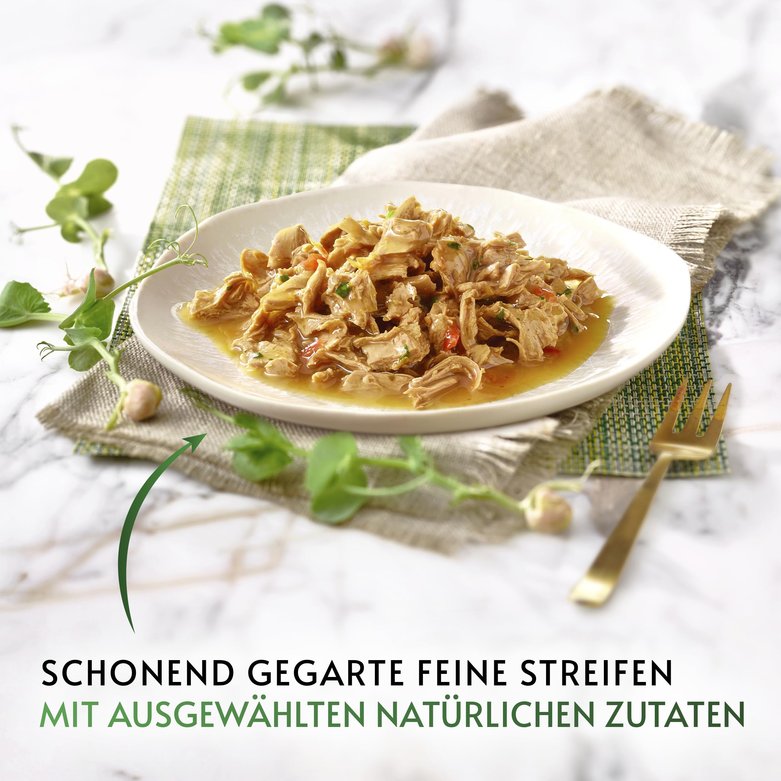 Gourmet Perle Streifen Nassfutter Huhn Truthahn Spinat 48x85g