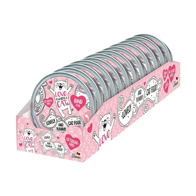 Love is where a cat is Nassfutter Rind 12x85 g getreidefrei