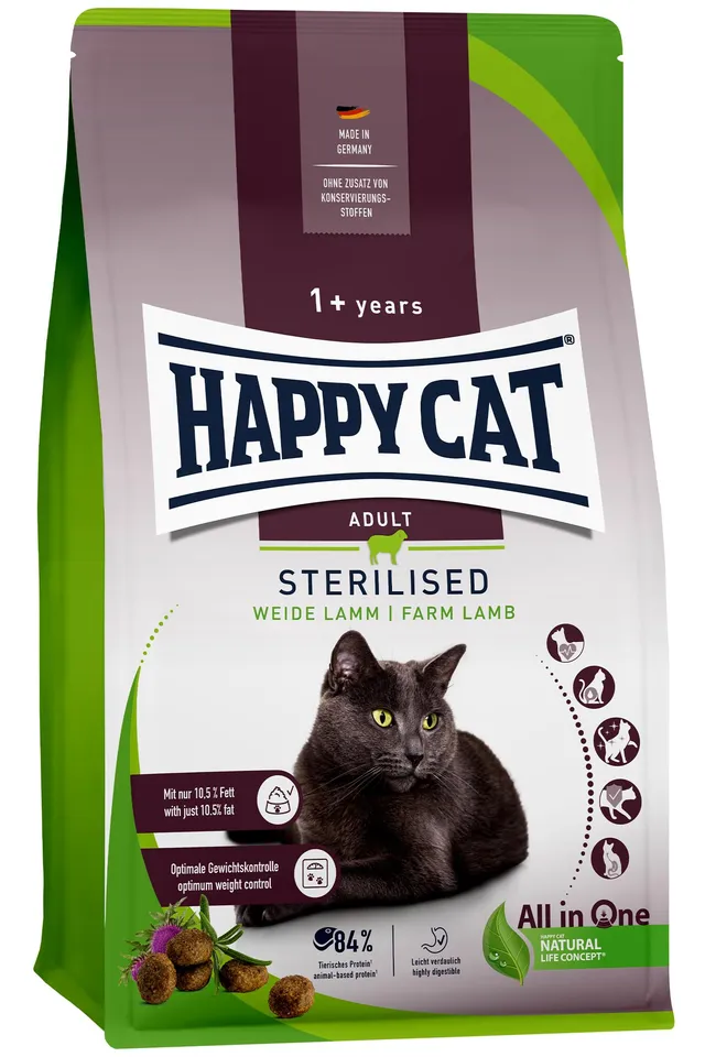 Happy Cat Sterilised Weide-Lamm Trockenfutter 4 kg