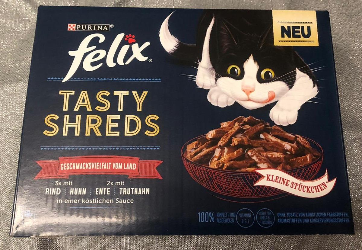 FELIX Tasty Shreds Nassfutter vom Land 60x80g mit Rind