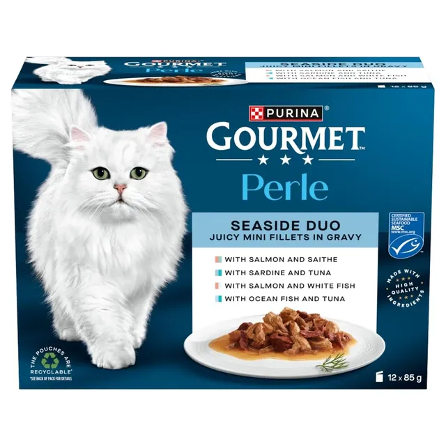 GOURMET Perle Duetto Nassfutter Fisch-Mix 85g Seefisch Thunfisch