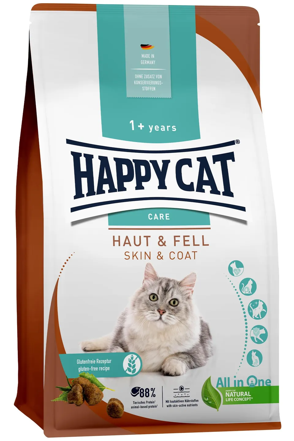 Happy Cat Care Haut & Fell Trockenfutter 4 kg Huhn