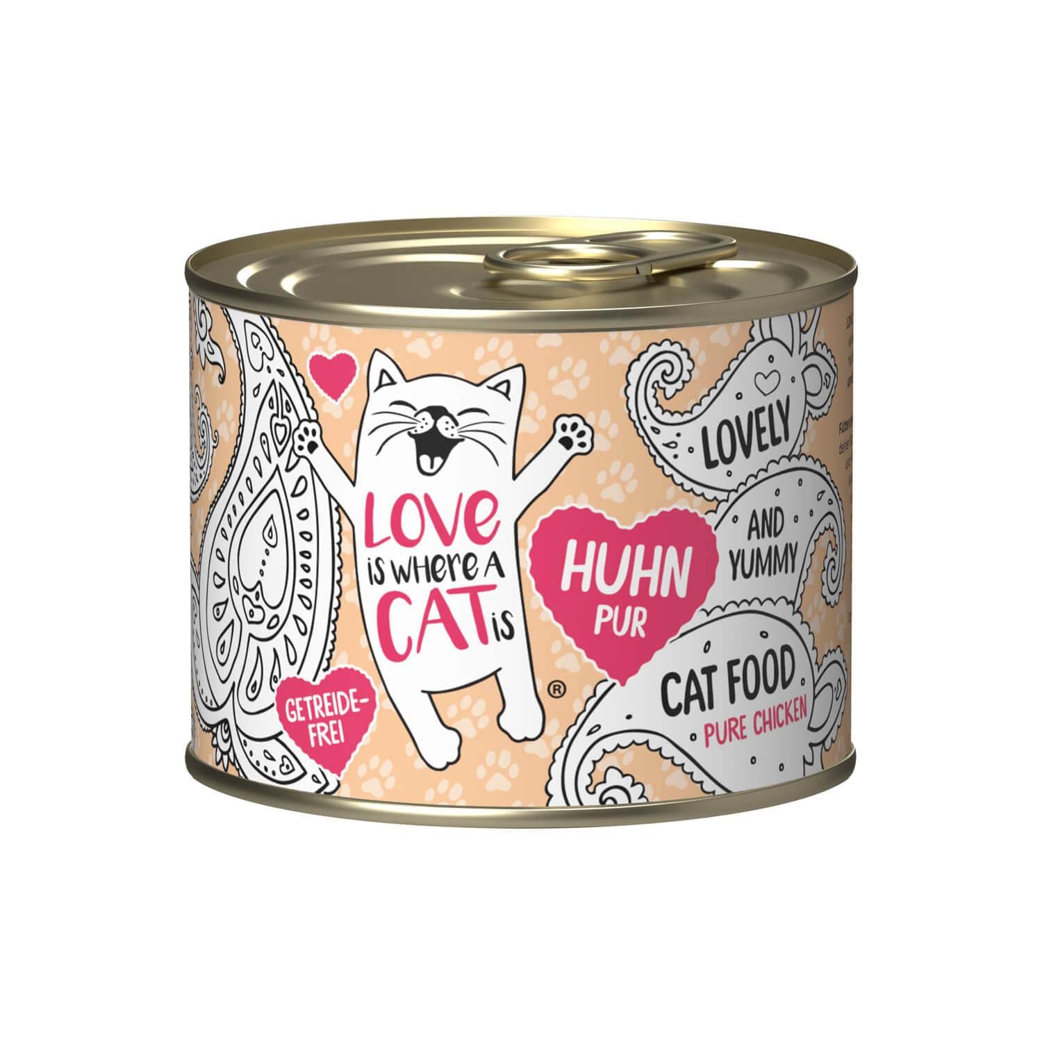 Love is where a cat is Huhn Nassfutter 6x200g getreidefrei