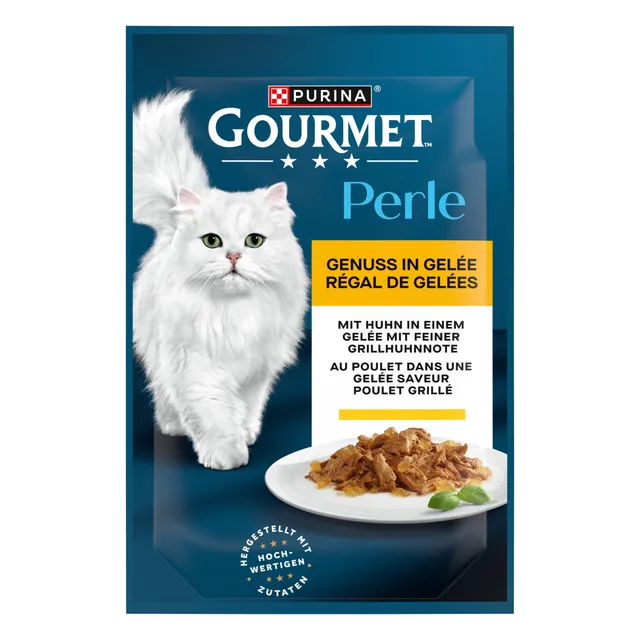 GOURMET Perle Genuss Gelee Nassfutter Huhn 26x85g Auswahl