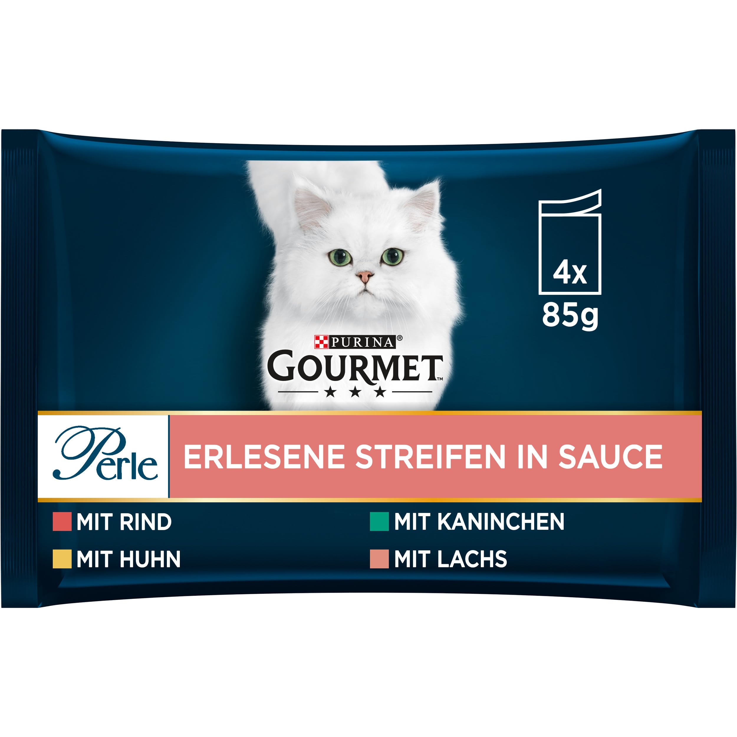 GOURMET Perle Erlesene Streifen Nassfutter Lachs 48x85g Sauce