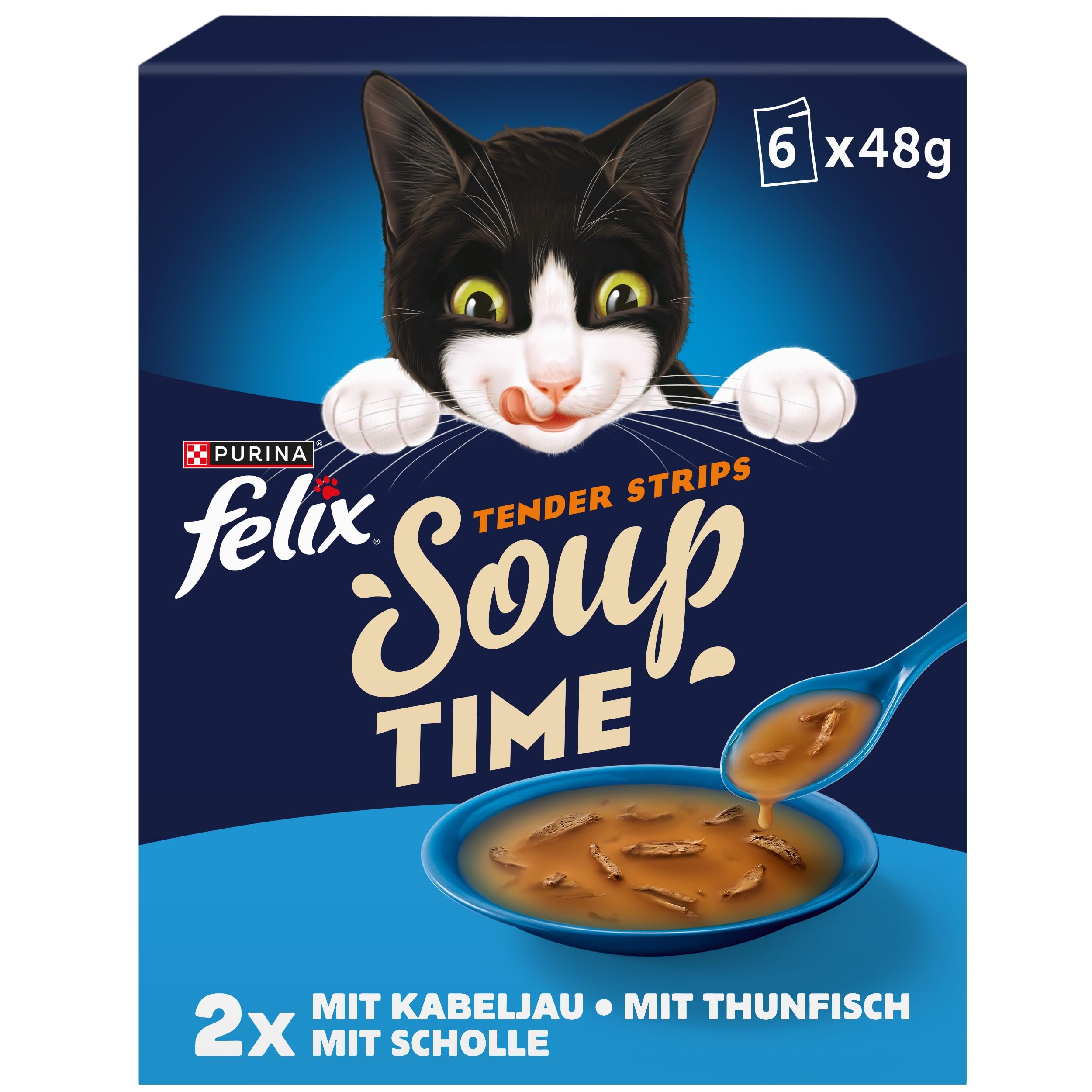 FELIX Soup Tender Strips Katzensuppe Scholle 6x48g mit Brühe