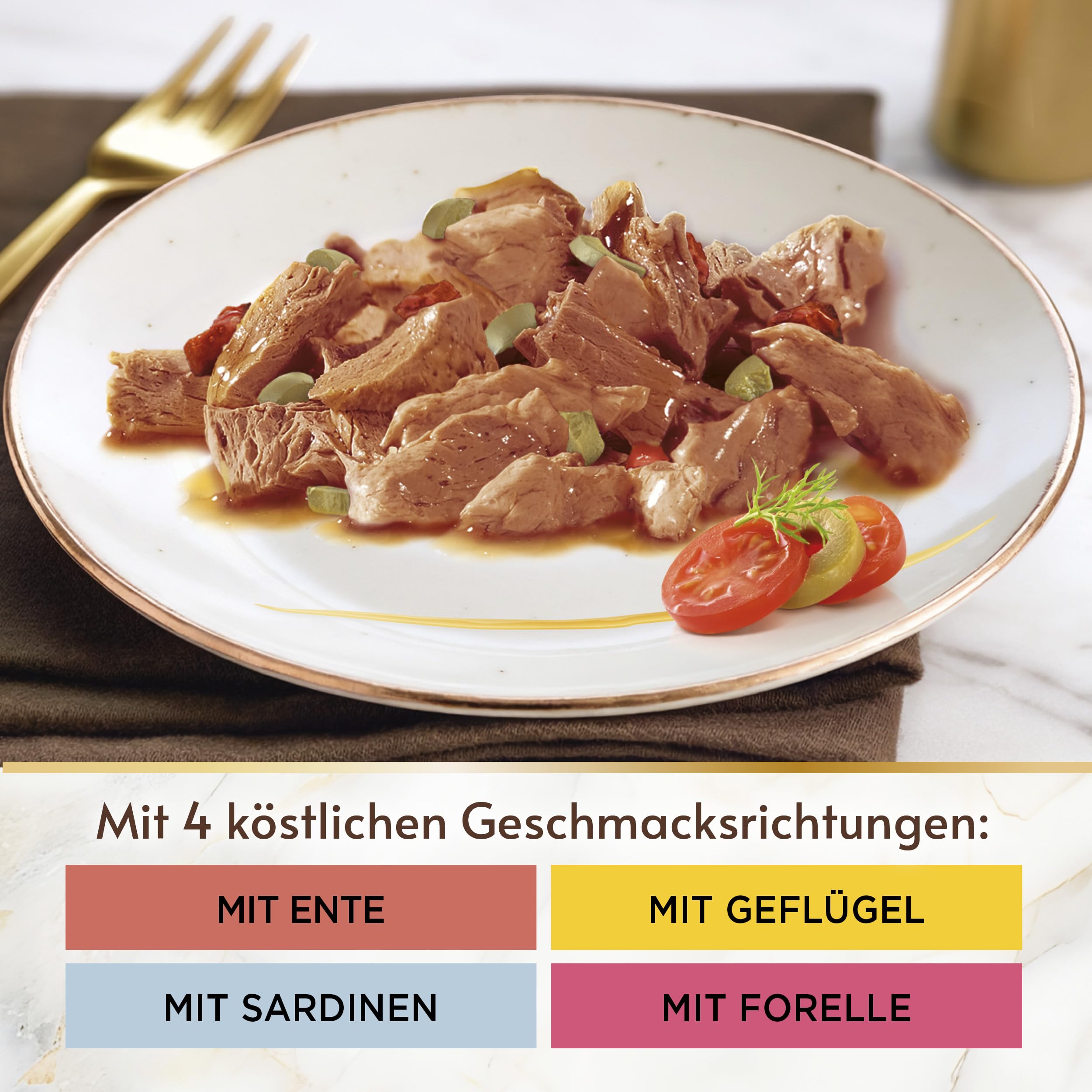 GOURMET Perle Duetto Nassfutter Mix Forelle 48x85g Sauce