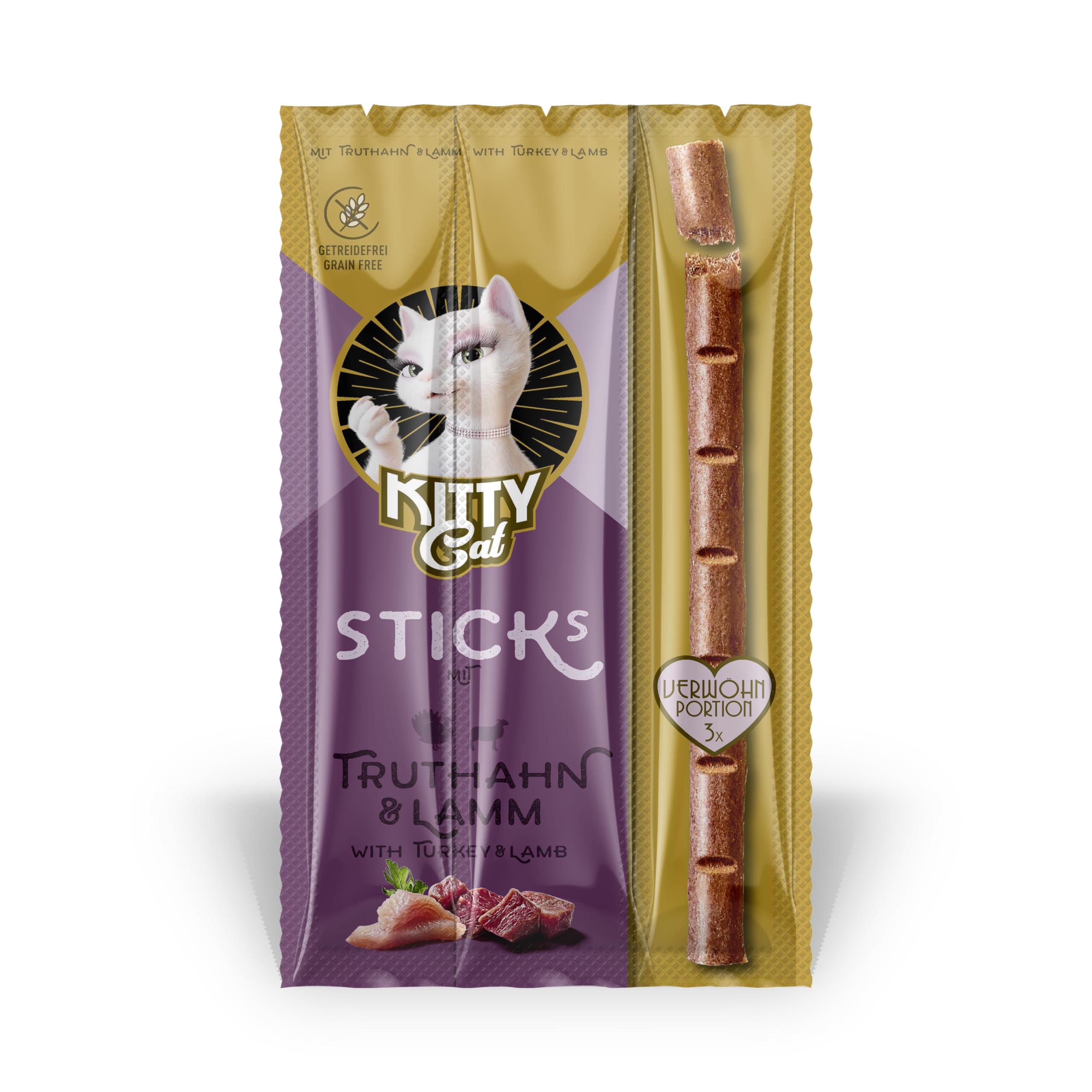 KITTY Cat Snacks Sticks Truthahn & Lamm Leckerlis 24x15g getreidefrei