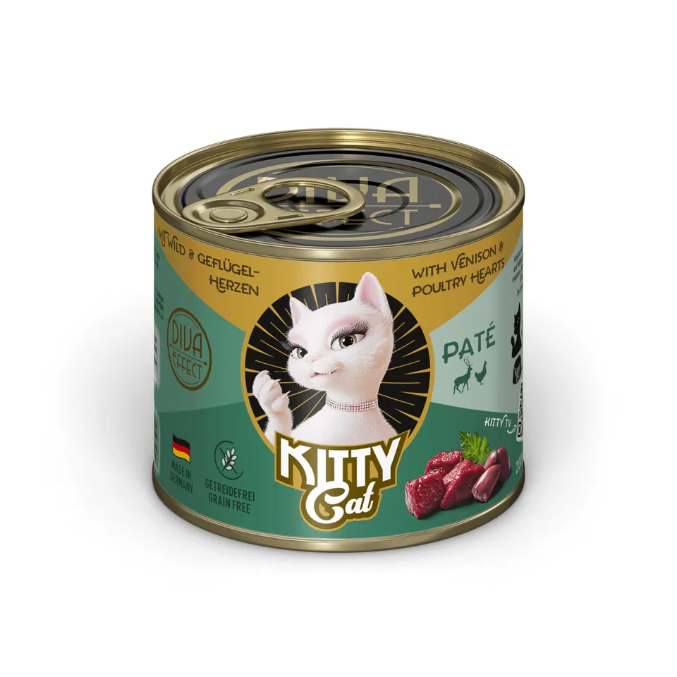 KITTY Cat Paté Wild & Geflügelherzen Nassfutter 6x200 g